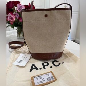 A.P.C. Beige and Dark Brown Sac Helene Noisette Bucket Bag